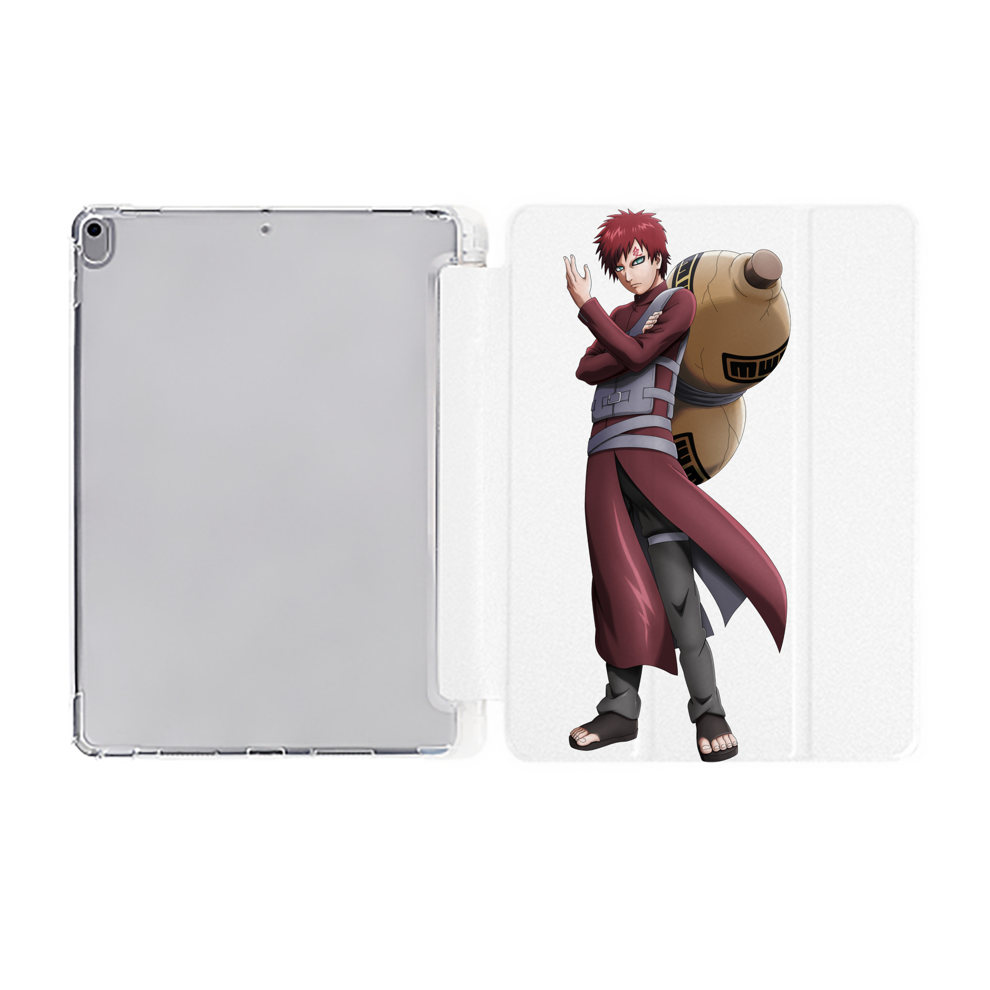 （画像用） NARUTO -ナルト- ガアラ Gaara IPad ケース ペン収納付き 三つ折りスタンド PUレザー×シリコン 対応機種9.5/10.5/10.9インチ